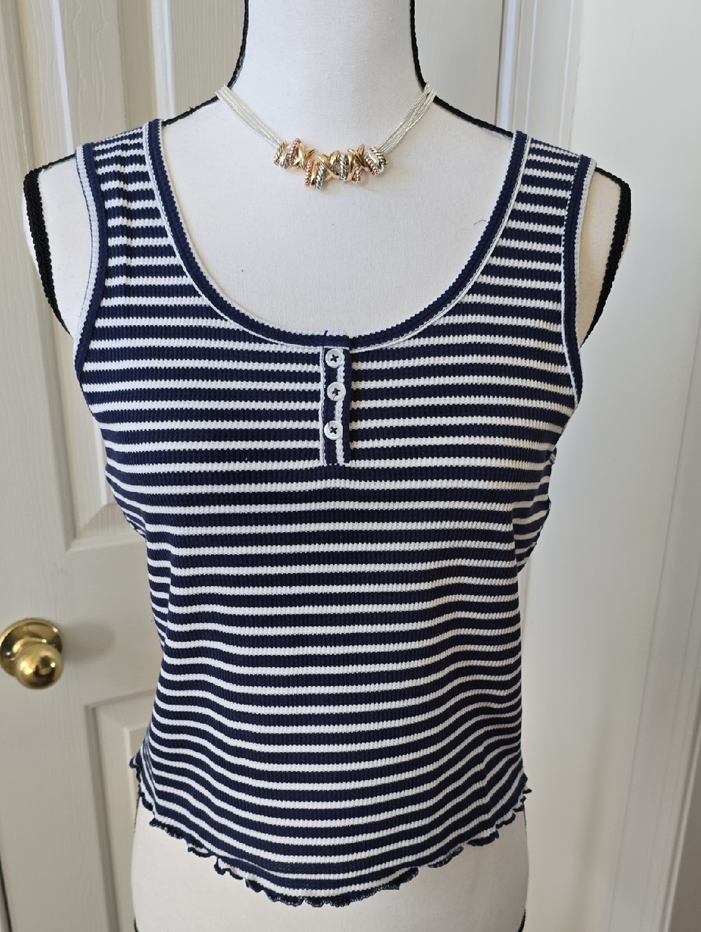 SO BRAND WOMENS PLUS BLUE & WHITE STRIPED JUNIOR SIZE SUMMER TOP SIZE XL